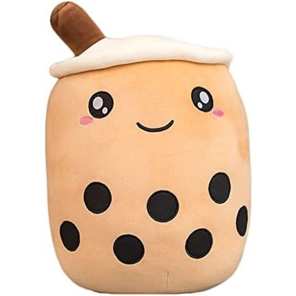 🆕 Kids Brown Plush Pillow Bubble Tea Cartoon Pet Animal Stuffy Cute Soft Baby - Picture 1 of 7